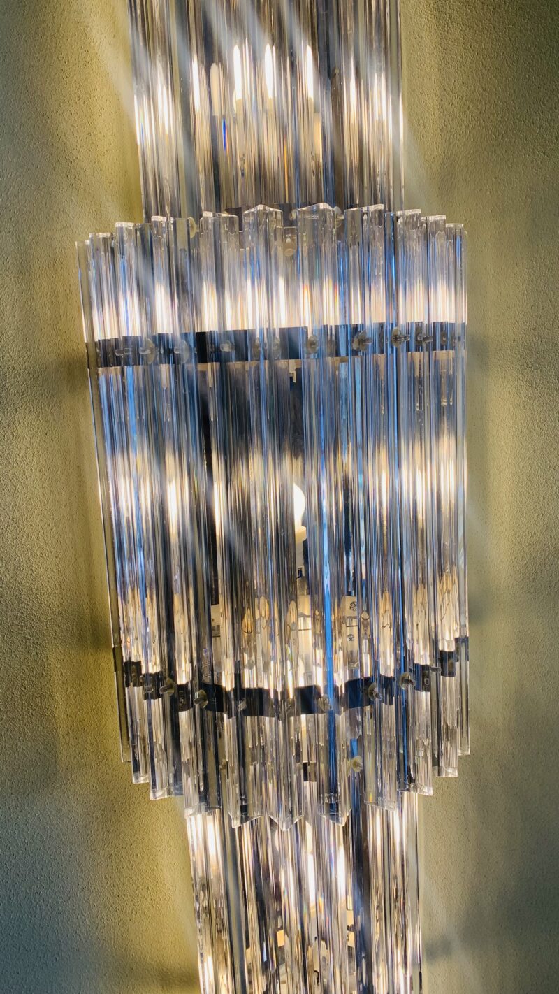 Lampada da parete, coppia vetri di Murano applique a stecche nuove Enrico Neri - immagine 5