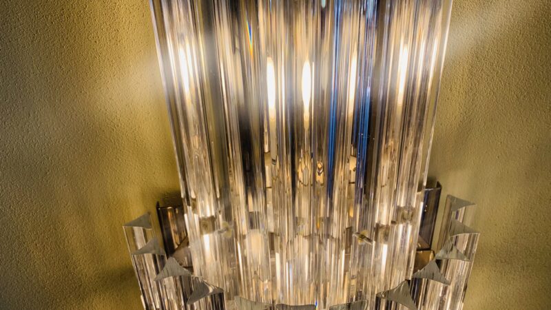 Lampada da parete, coppia vetri di Murano applique a stecche nuove Enrico Neri - immagine 2