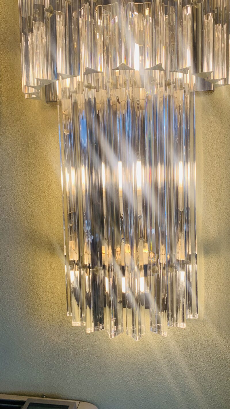 Lampada da parete, coppia vetri di Murano applique a stecche nuove Enrico Neri - immagine 3