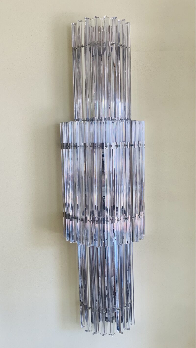 Lampada da parete, coppia vetri di Murano applique a stecche nuove Enrico Neri - immagine 6