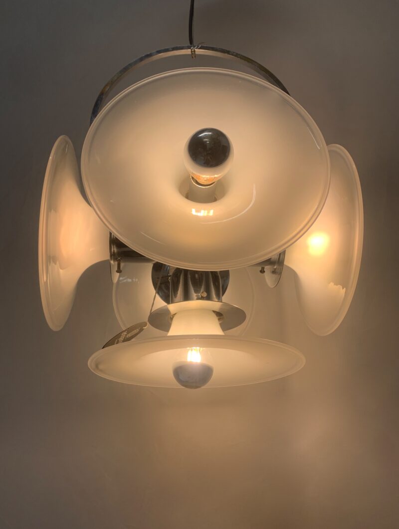 Lampadario restaurato pendente design italiano Oscar torlasco - modello skylabe - immagine 2