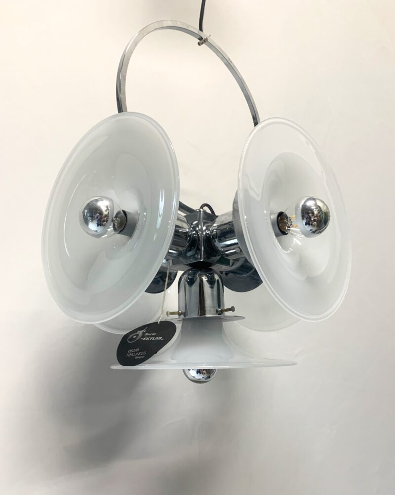 Lampadario restaurato pendente design italiano Oscar torlasco - modello skylabe - immagine 3
