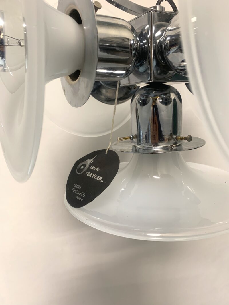 Lampadario restaurato pendente design italiano Oscar torlasco - modello skylabe - immagine 5