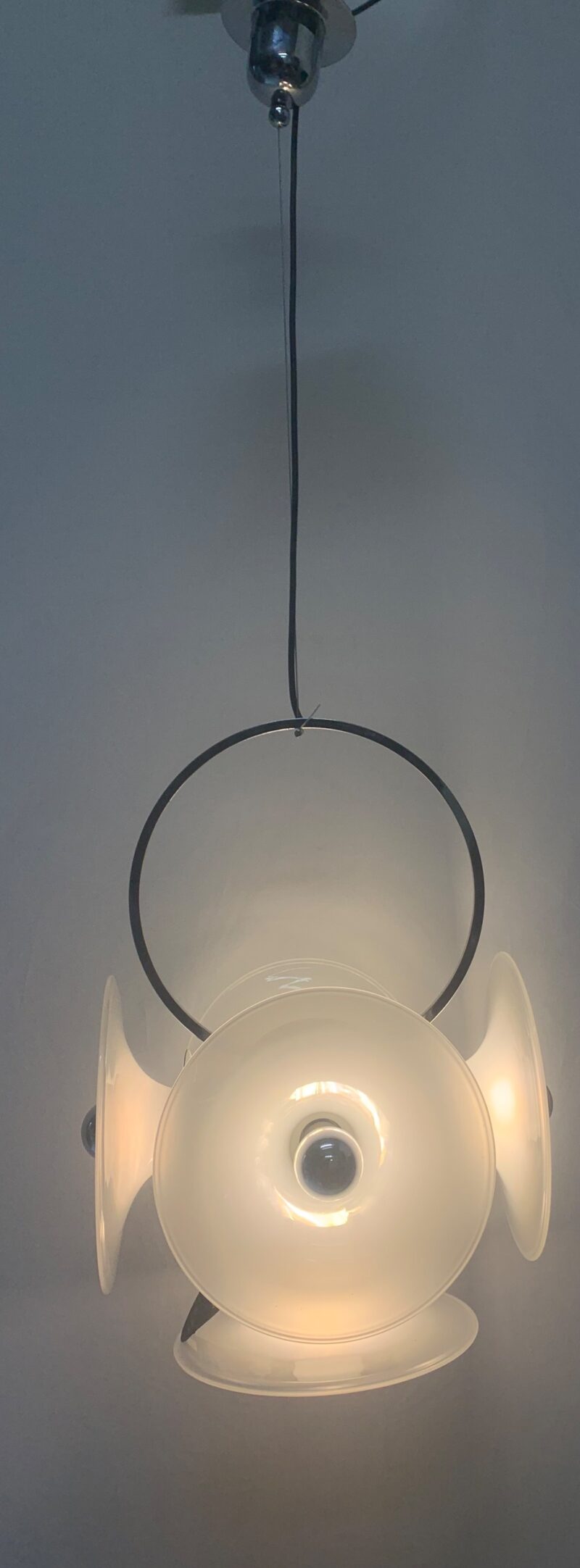Lampadario restaurato pendente design italiano Oscar torlasco - modello skylabe - immagine 6
