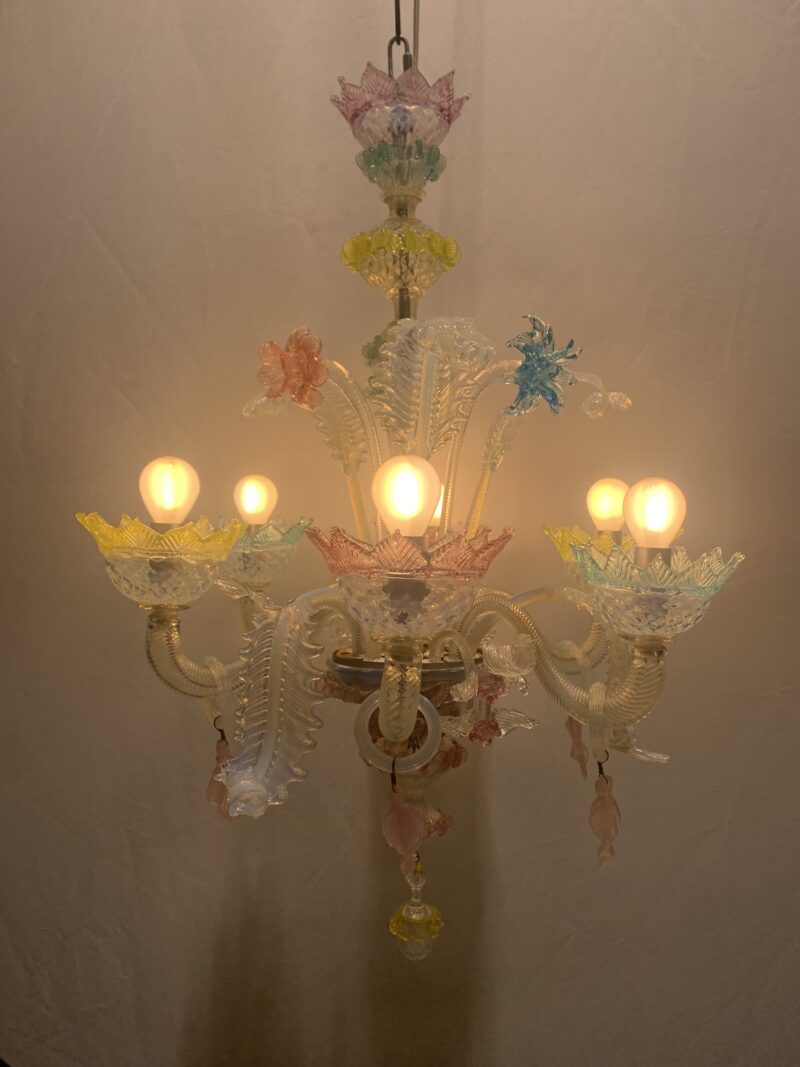 Lampadario Pendente di Murano attribuito a CESARE TOSO anni 1960 6 luci italy - immagine 2