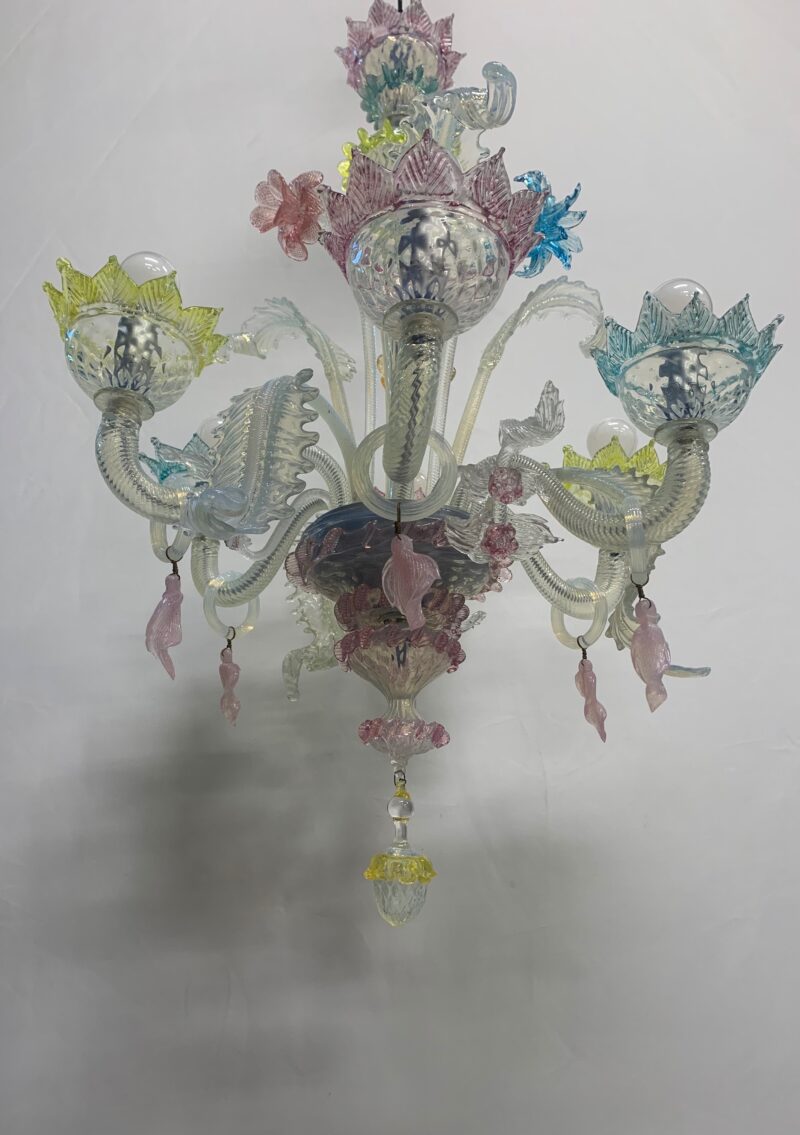 Lampadario Pendente di Murano attribuito a CESARE TOSO anni 1960 6 luci italy - immagine 4