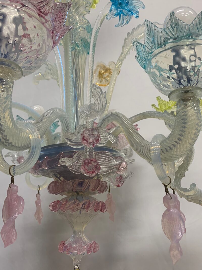 Lampadario Pendente di Murano attribuito a CESARE TOSO anni 1960 6 luci italy - immagine 5