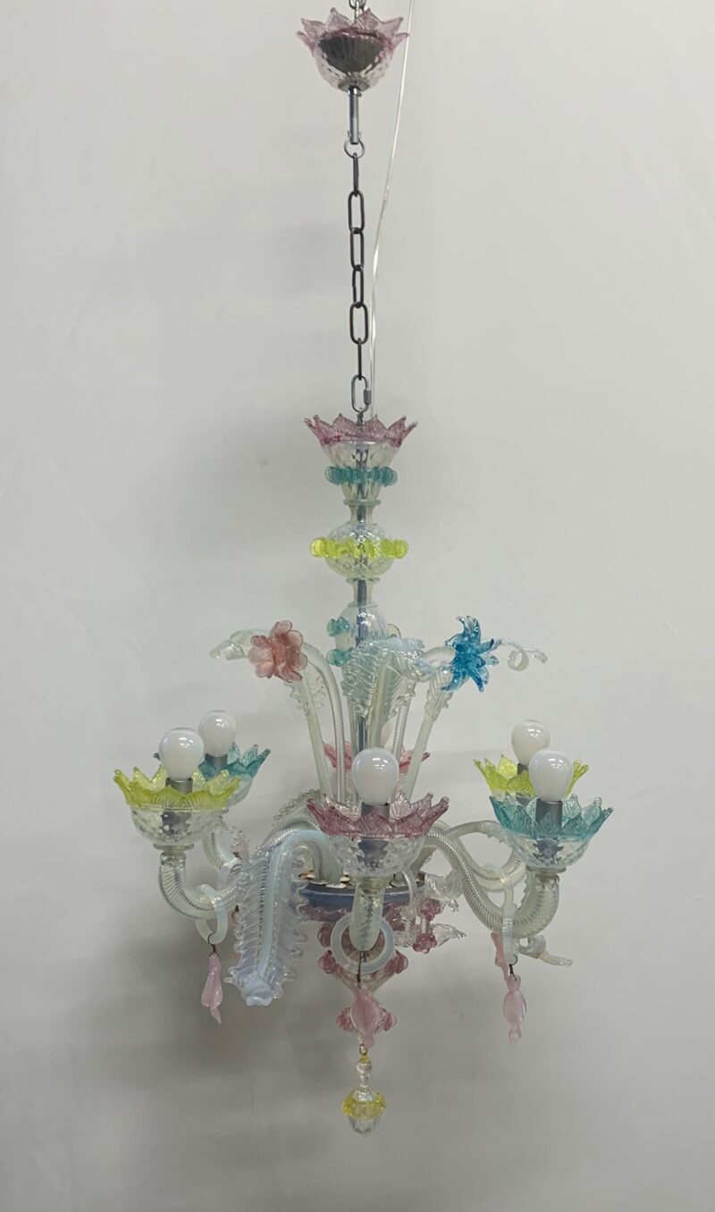 Lampadario Pendente di Murano attribuito a CESARE TOSO anni 1960 6 luci italy - immagine 6