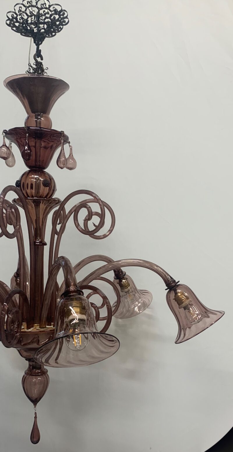 Lampadario Pendente di Murano ditta A.V.E.M. restaurato 1930 madei in italy - immagine 2