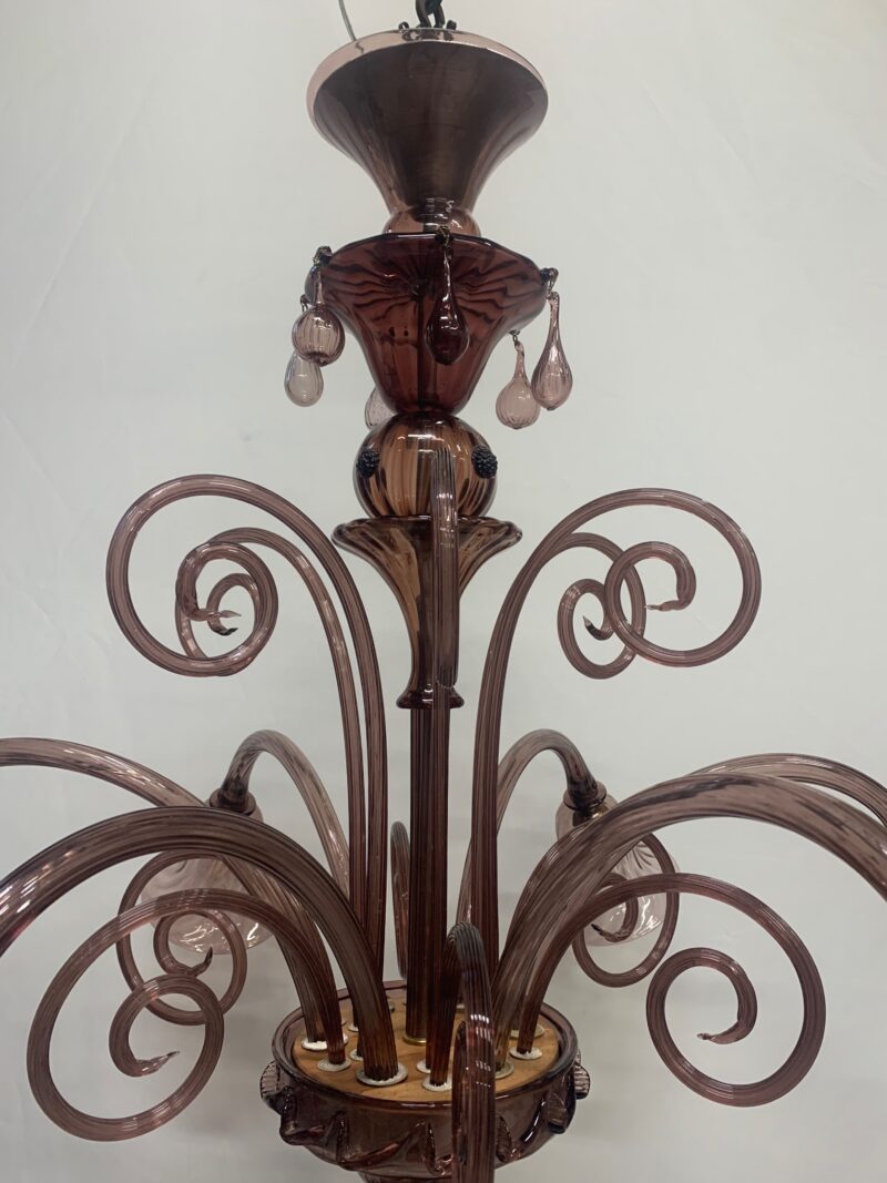 Lampadario Pendente di Murano ditta A.V.E.M. restaurato 1930 madei in italy - immagine 3