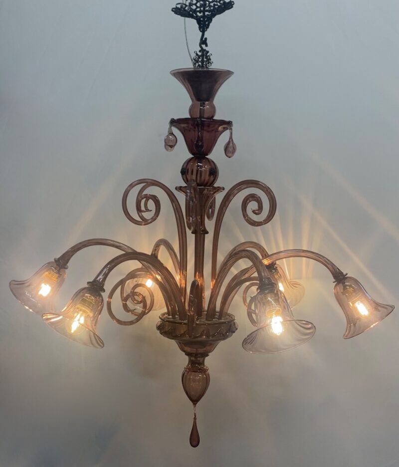 Lampadario Pendente di Murano ditta A.V.E.M. restaurato 1930 madei in italy - immagine 5