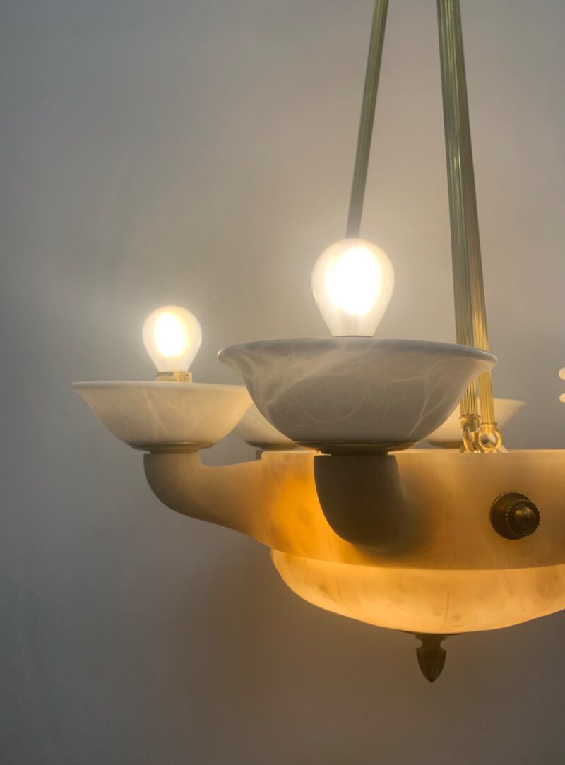 Lampadario in alabastro di Volterra anni 1930 originale fondo di magazzino - immagine 2