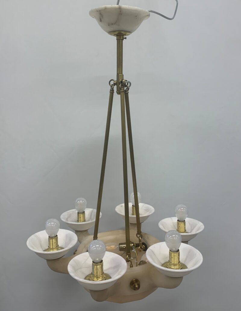 Lampadario in alabastro di Volterra anni 1930 originale fondo di magazzino - immagine 3
