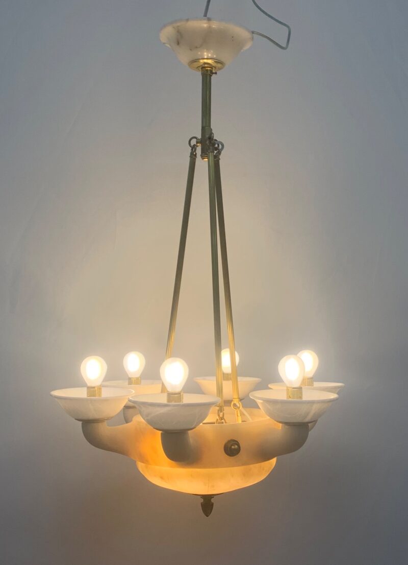 Lampadario in alabastro di Volterra anni 1930 originale fondo di magazzino