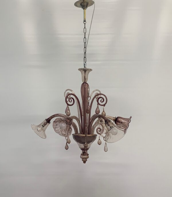 Lampadario di Murano Vintage attribuito a venini rarità color viola 1930 italy
