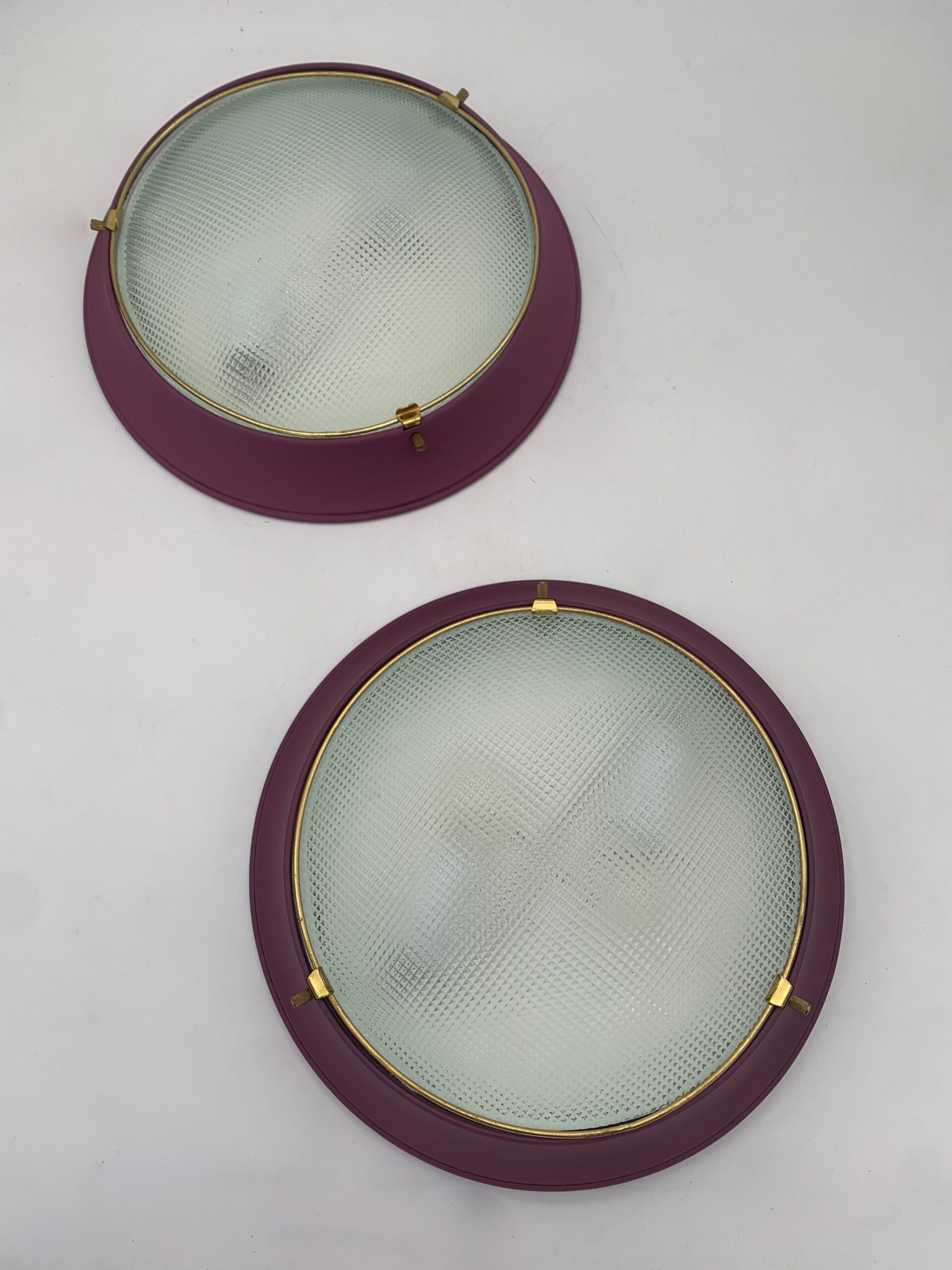 Plafoniere coppia -applique- attribuita Fontana Arte vintage italy viola media